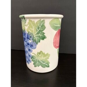 Ceramiche Alfa Italy Utensil Holder Vase Fruit Hand Painted Ceramic 7in VTG